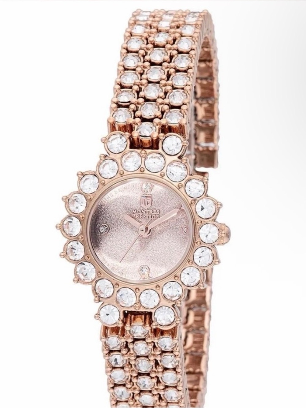 New Women’s Rose Gold Flower Bling Watch